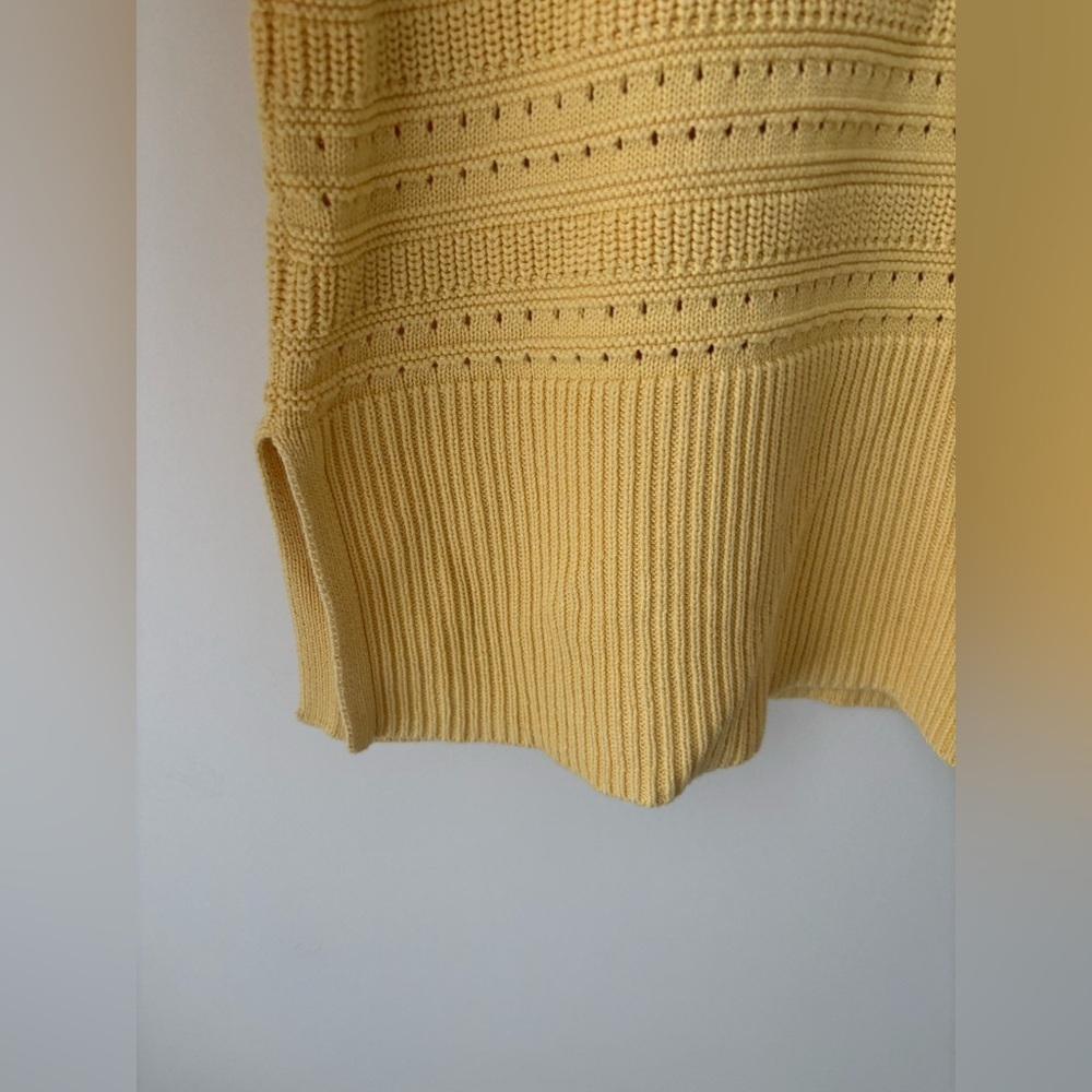 GAP Butter Yellow Textured cotton Knit Sweater Crewneck Pullover - Picture 5 of 7
